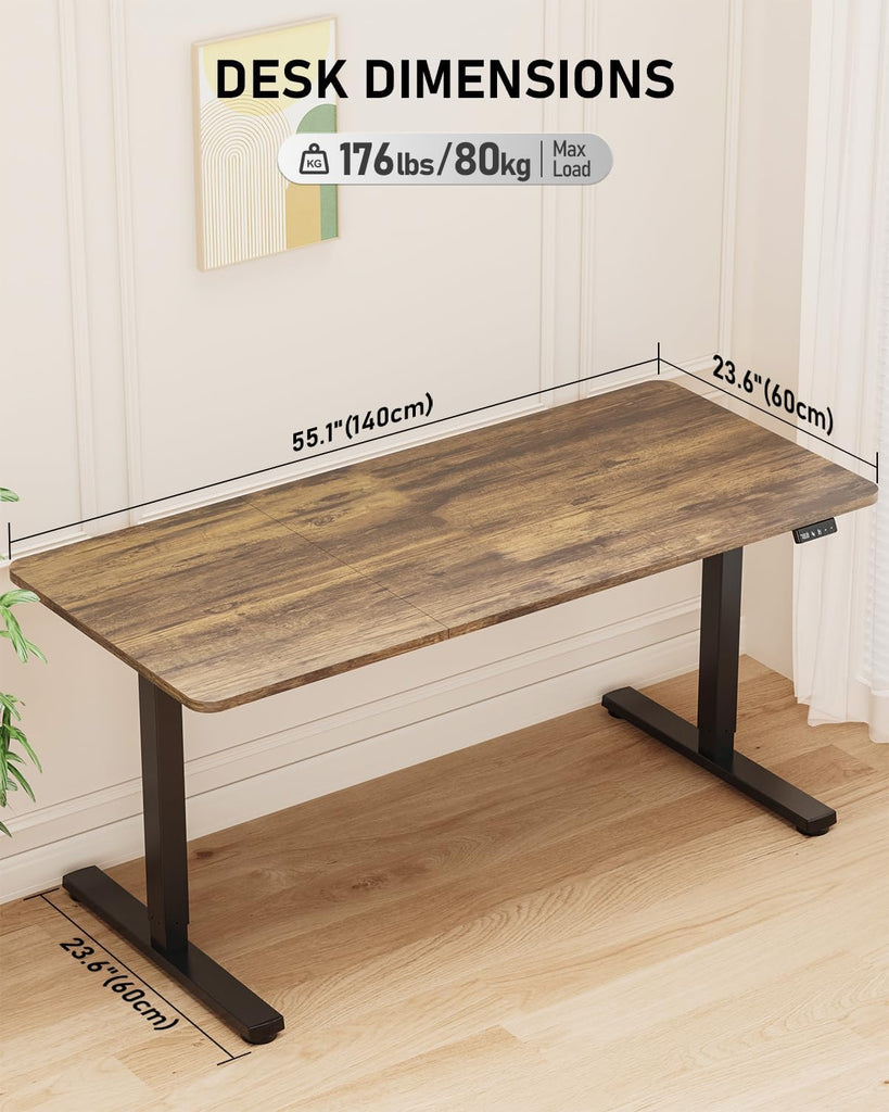 55" Large Electric Standing Desk Adjustable Height | Gaming Table, Sit Stand up Desk for Computer Workstation, Suit