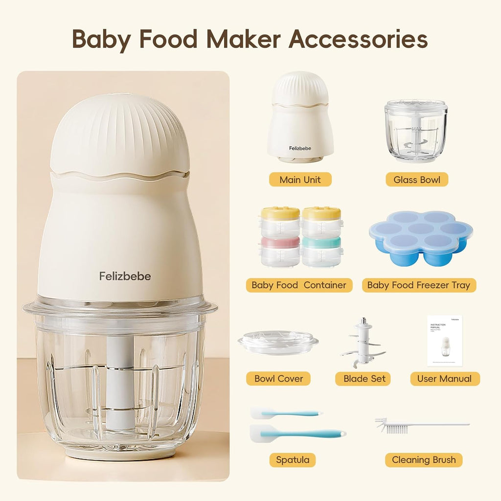 Food Maker, Small Baby Food Processor Set, 10oz Puree Blender