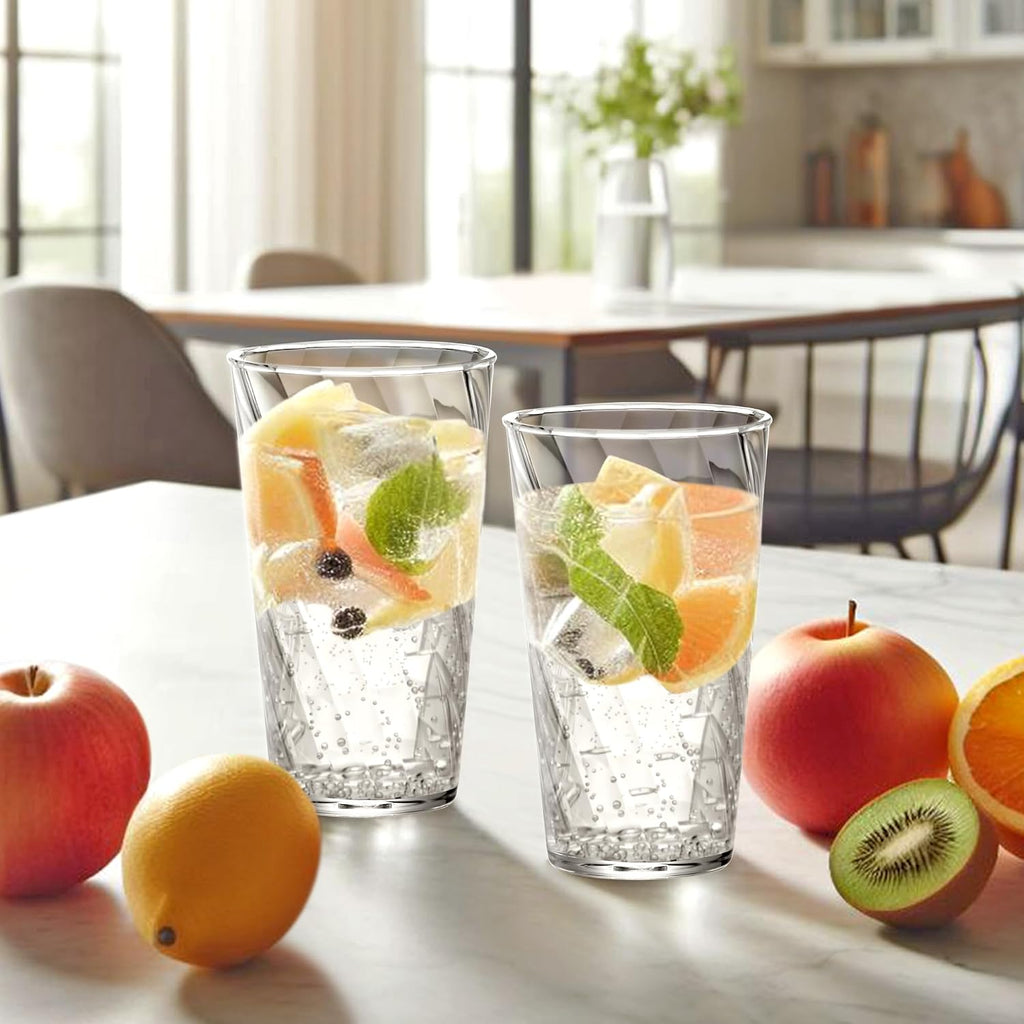 Glacier - 18-Ounce Plastic Tumblers (Set of 8), All-Clear Reusable Plastic Cups, Stackable, BPA-Free, Shatter-Proof