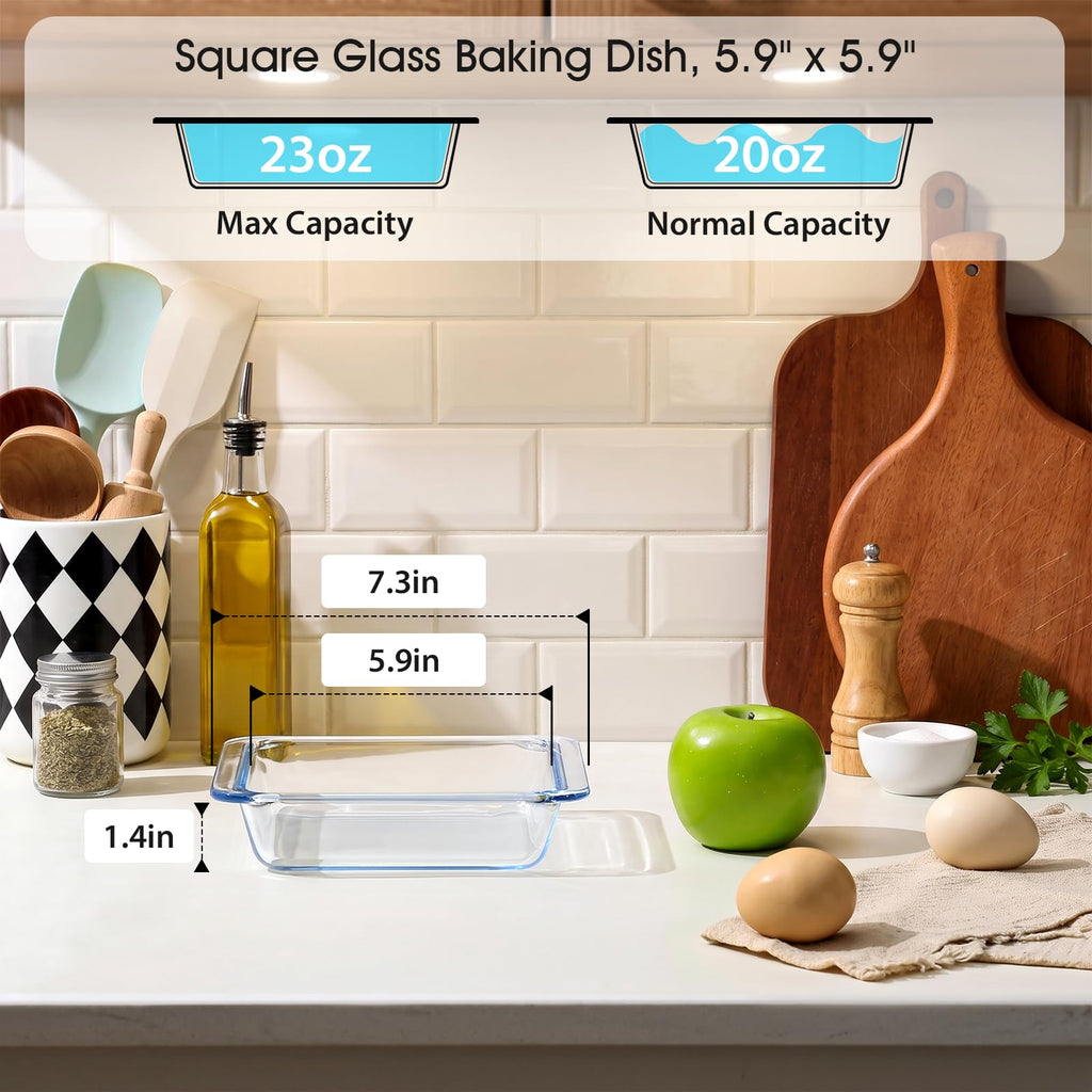 0.7L Square Glass Baking Dishes, 6x6In Mini Baking Dish, Glass Baking Dish for Oven, 1 Pack