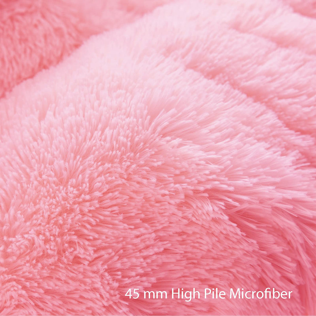 Plush Shaggy Longfur Duvet Cover Set Flannel Velvet Bedding (1Faux Fur Cover+2 Faux Fur Pillowcase) Fluffy Comforter