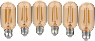 4W Vintage LED Edison Tube Light Bulbs 4.3", Amber, Pack of 6