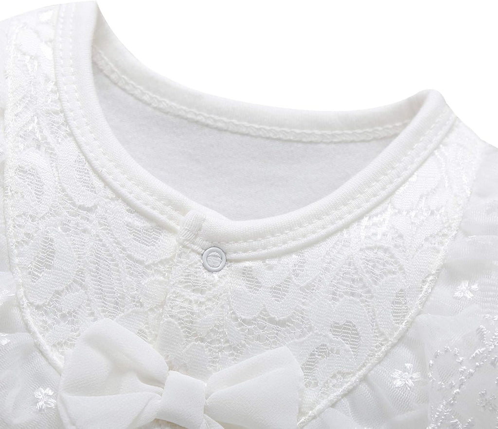 Baby Girls Cotton Romper Lace Collar Jumpsuits Long Sleeve Coveralls with Hat 2 Pieces