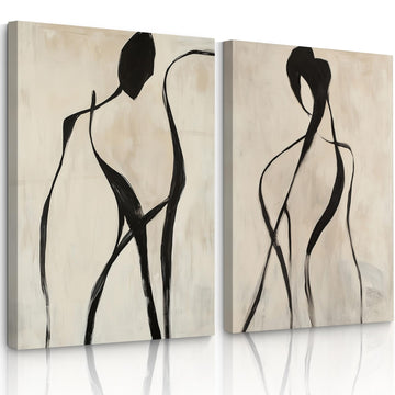 Minimalist Woman Line Wall Art Black and White Poster Abstract Modern Canvas Wall Art Decor Female Figure Painting