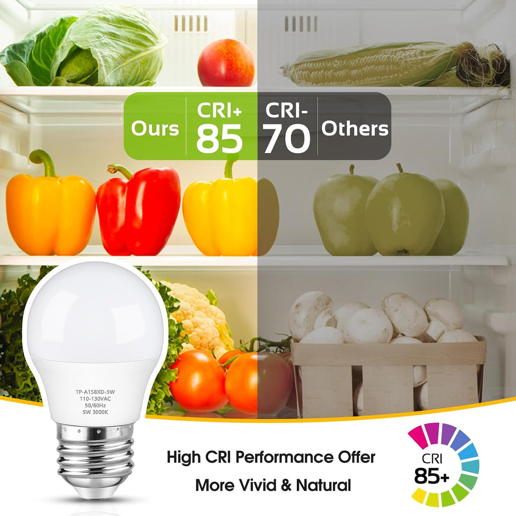 A15 LED Refrigerator Light Bulb, 40 Watt Equivalent 3000K 4-Pack