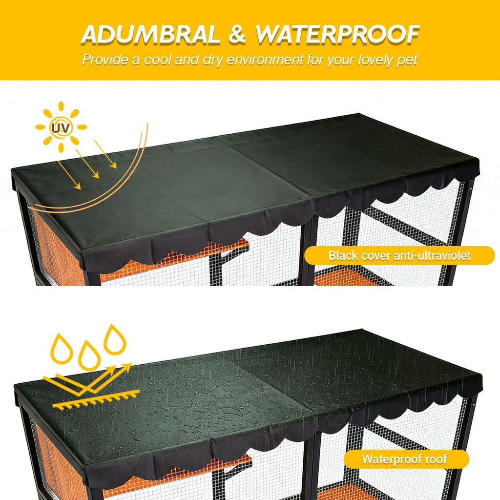 Wooden Outdoor Cat Enclosure, 4-Tier Large Cat House, Multi-Cat Catio with Waterproof Roof, Ramp, and Multiple Access