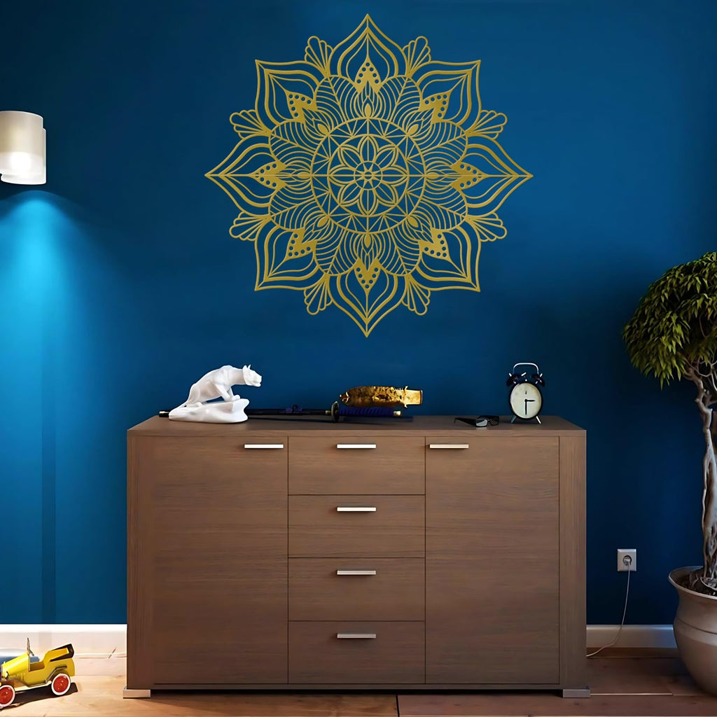 Gold Half Mandala Lotus Large Metal Wall Decor
