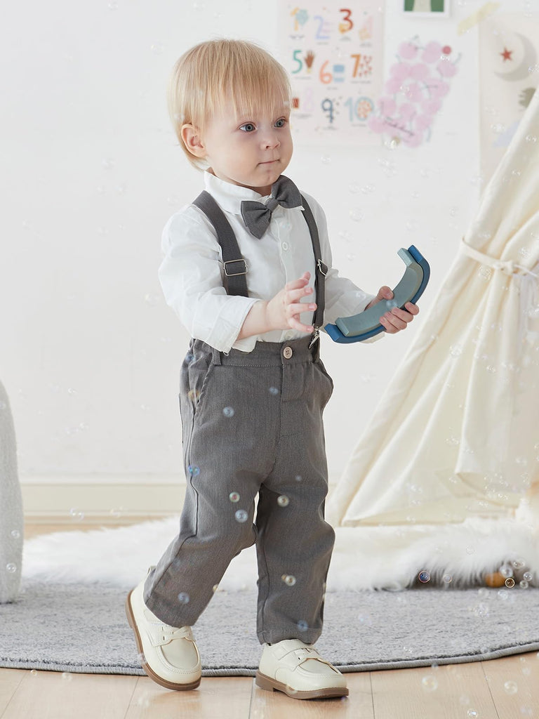 Toddler Boy Suit Baby Tuxedo Boys Formal Outfit Set Gray01