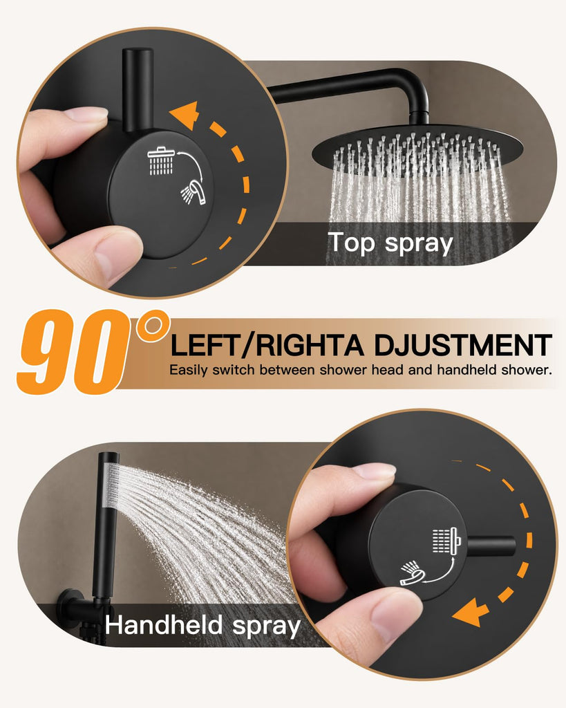 Shower Faucet Set with Rough-in Valve Trim Kit,Matte Black