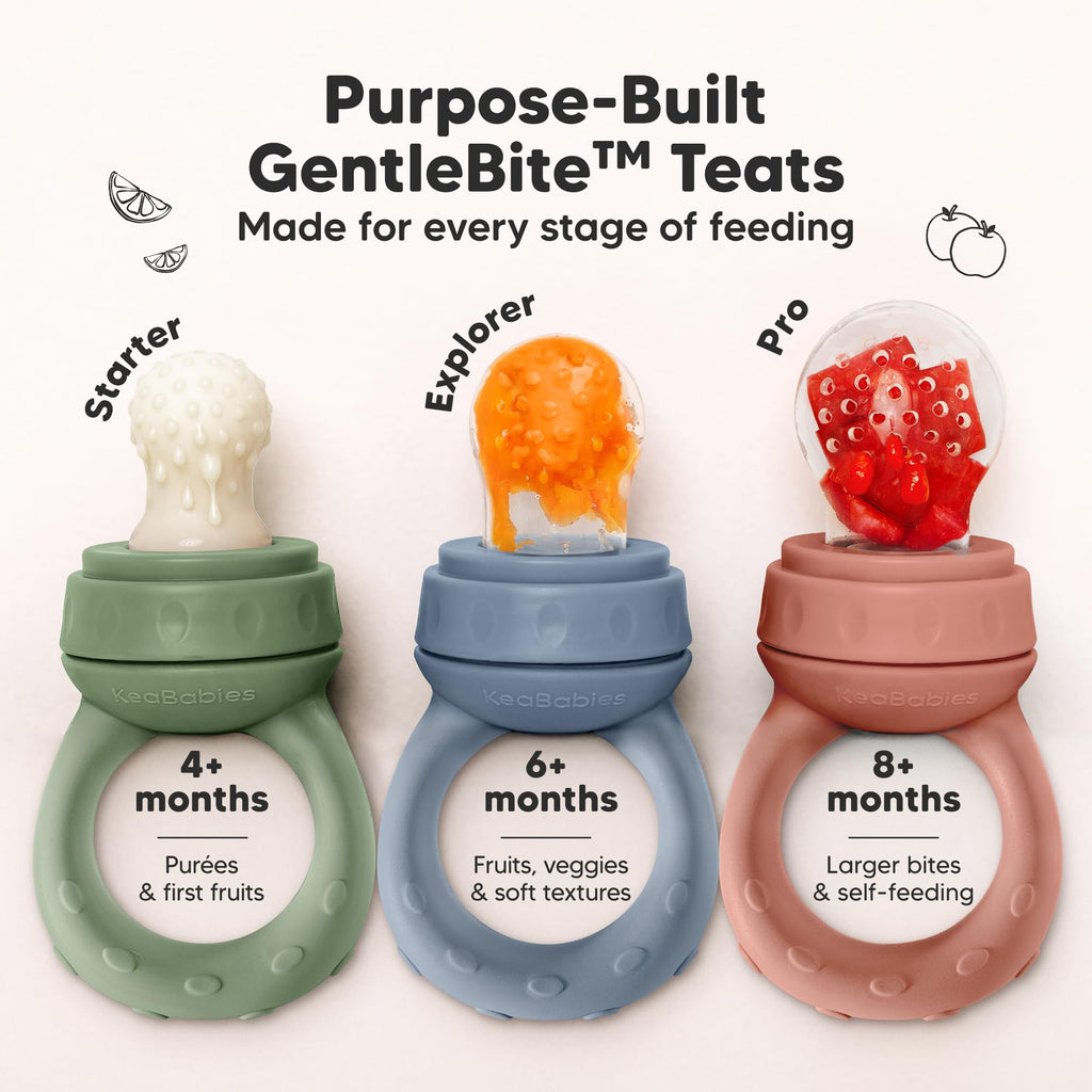 Baby Fruit Feeder 2pk, Silicone Baby Food Feeder,BPA-Free (Slate)