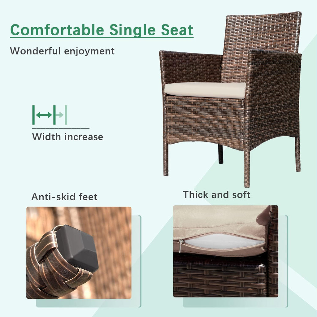 Greesum Patio Furniture 4 Pieces Conversation Sets Outdoor Wicker Rattan Chairs Garden Backyard Balcony Porch Poolside
