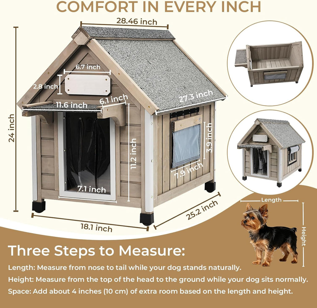 Wooden Dog House Outdoor for Small Weatherproof Puppy Shelter