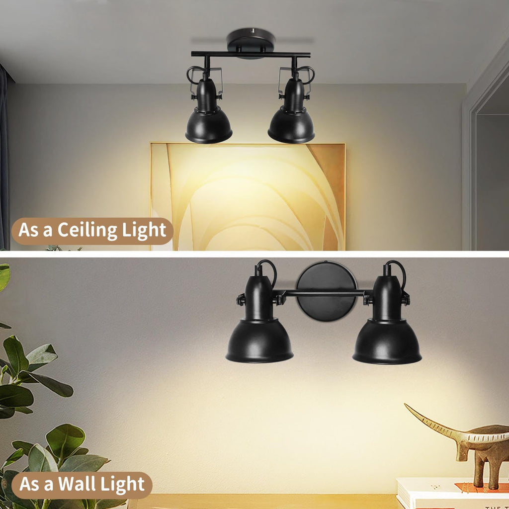 Black Track Light Directional Ceiling Spotlight, E26 Base