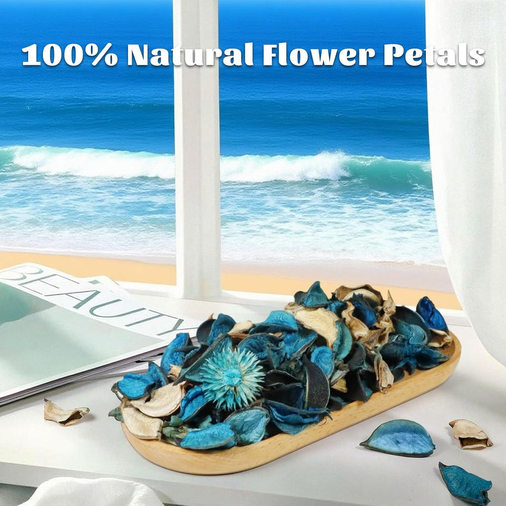 Potpourri Bowl Filler with Essential Oil, Ocean Scent Dried Flower Bag - Set of 2