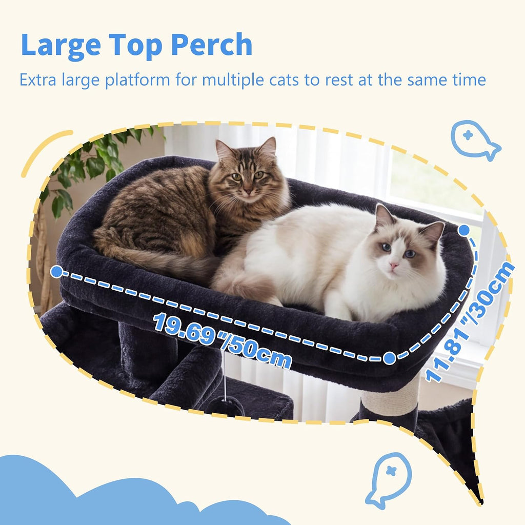 Cat Tree, 71-Inch-Tall Tower for Indoor Cats with 2 Perches