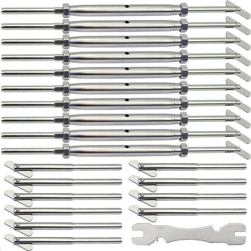 Stainless Steel Cable Railing Hardware Kit for Metal Posts 1/8 Cable Railing System, Drop Pin Turnbuckle 10 Pair