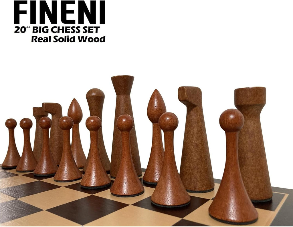 Luxurious 20 inch Real Luxurious Original Colored Solid Wooden Chess Set. Durable Handmade Chess Board Game Sets - Set of 34