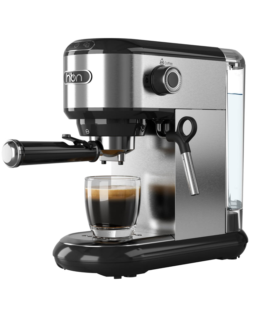 20 Bar Espresso Machine with Milk Frother, Compact Espresso Maker for Ground Coffee, Stainless Steel Coffee Machine