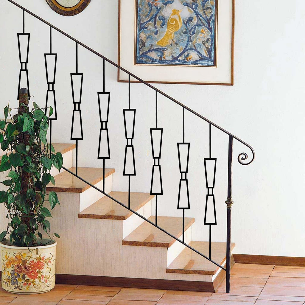 10 Pack Staircase Balusters, 44" x 1/2" Double Trapezoid Hollow Balusters for Staircase Interior, Black Stair
