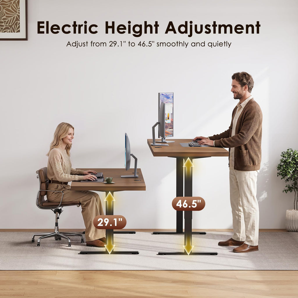 79 Inch Executive Electric Standing Desk Height Adjustable, Walnut
