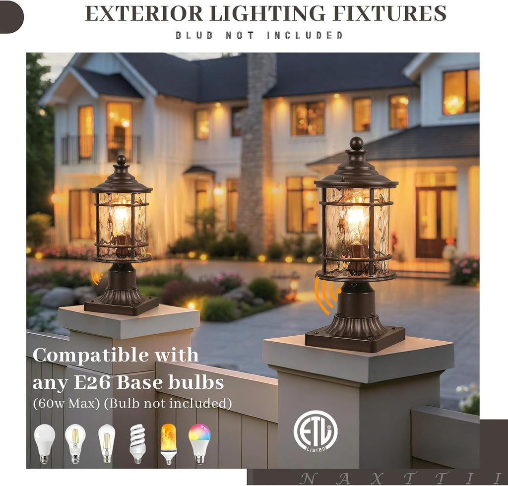 Dusk to Dawn Outdoor Post Lights Waterproof Aluminum Lamp Posts Outdoor Lighting 15 Inch Height ORB Finish Pole
