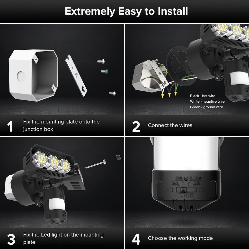 27W LED Motion Sensor Outdoor Flood Light, 2700LM Security Light, 300W Equiv 5000K Dusk to Dawn Light, Wide Angle