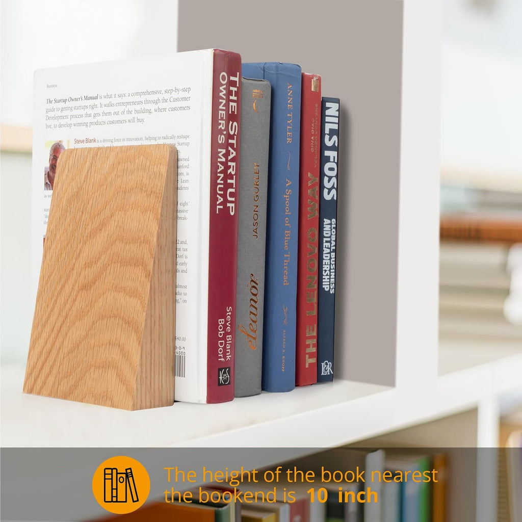 Red Oak Book Ends Heavy Duty Handmade Book Ends for Shelves Decorative Bookends to Hold Heavy Books (Red Oak Large)