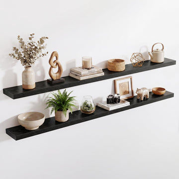 72in Long Floating Shelves for Wall Set of 2, Wood Wall Shelves Bedroom Kitchen Living Room Laundry Room, Modern