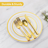 600 Pieces Gold Disposable Plates for 100 Guests, Plastic Plates for Party