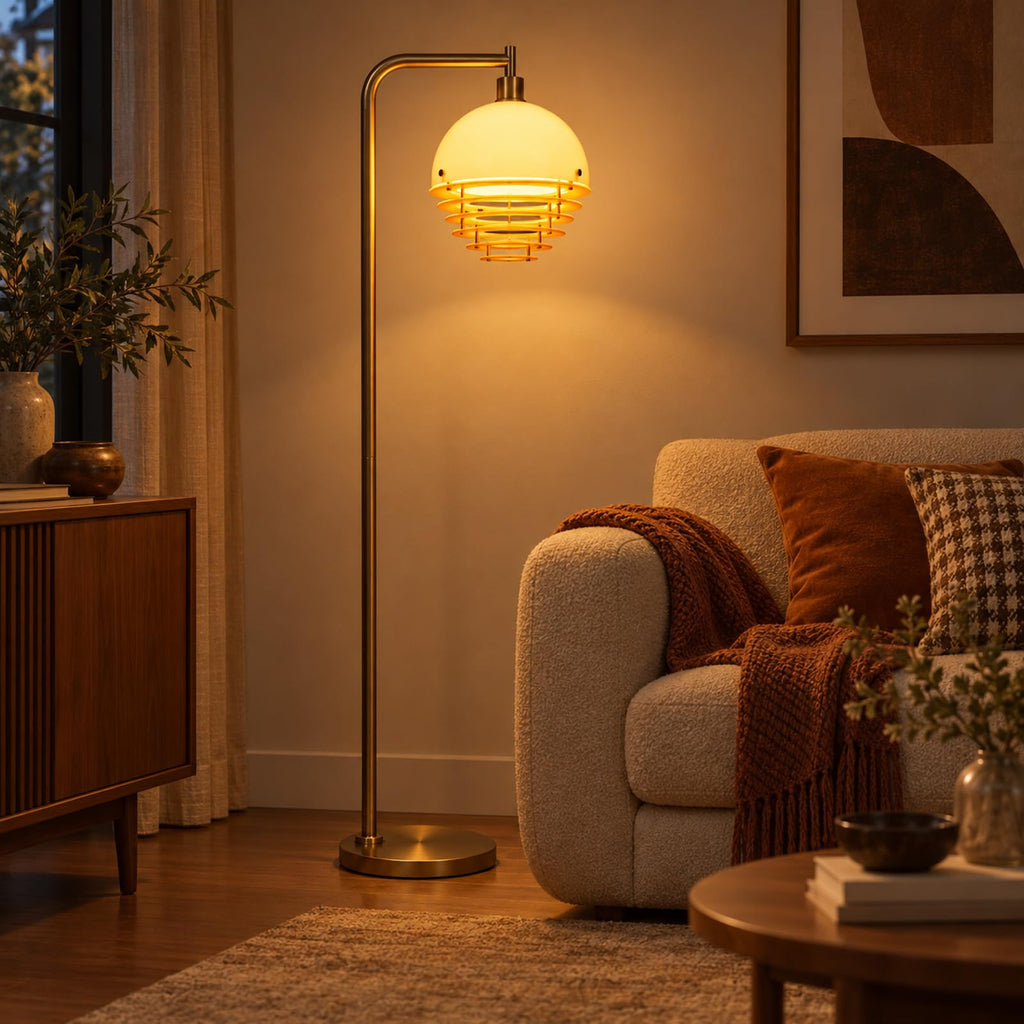 69" Sunset Arc Mushroom Orange Floor Lamp