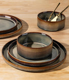 Ceramic Dinnerware Sets for 4, 12 Pieces Porcelain Lightweight Speckled Plates and Bowls Sets