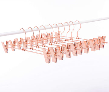 13 Inch 20 Pack Heavy Duty Rose Gold Copper Stainless Steel Slack Hanger, Pants Hanger, Skirt Hanger with Adjustable