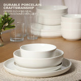 Oslo Dinnerware Set for 4, 16-Piece White Porcelain Plates and Bowls - Ceramic Dish Set | Microwave & Dishwasher Safe