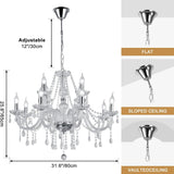 Modern Elegant 15 Lights K9 Crystal Glass Chandelier Pendant Ceiling Lighting European Style for Dining Living Room Bedroom Transparent,15 E12 Bulbs Required A110-B082G961PH