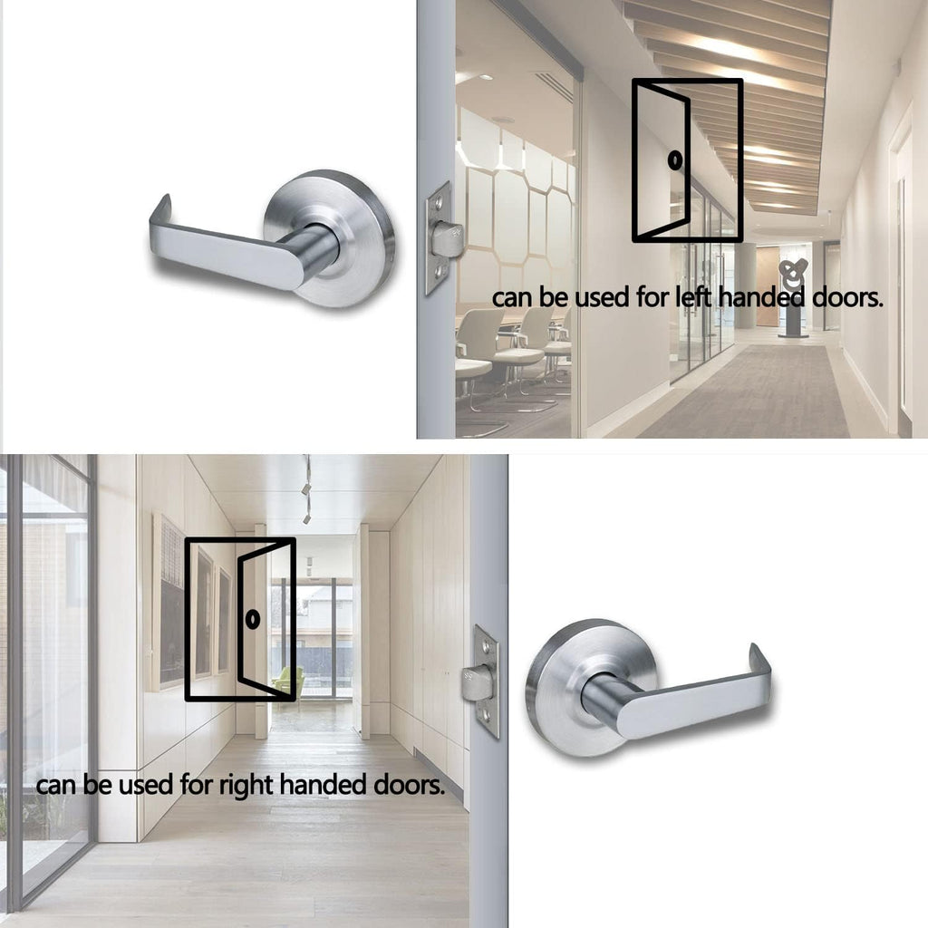 Heavy Duty Commercial Passage Door Lever, Satin Chrome Finished Non-Locking Grade 2 Door Handle