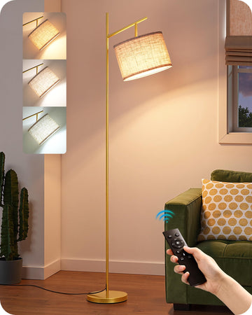 Gold Floor Lamp with Remote, Standing Lamp