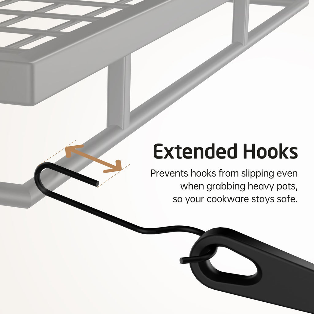 Pot Rack Wall Mounted, 8 Secure Lid Holders & 12 Sturdy Hooks