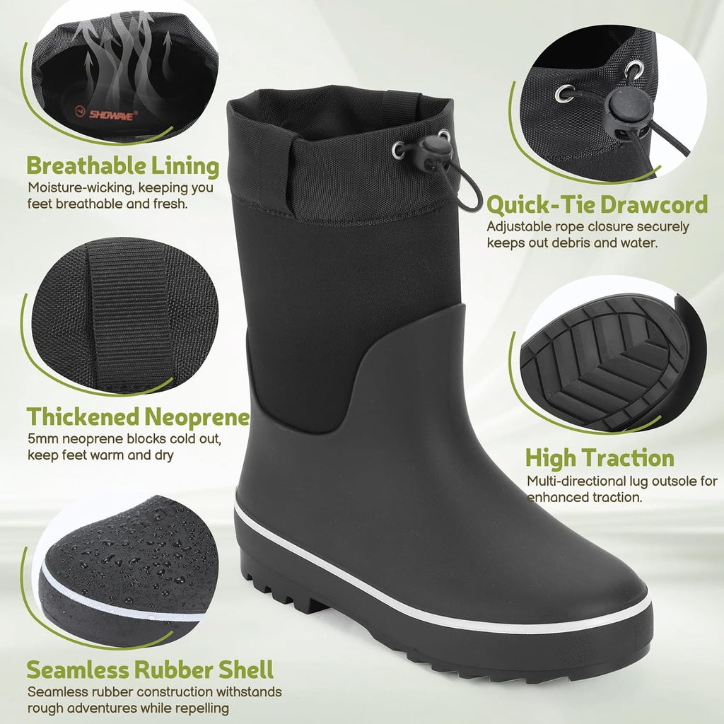 Kid's Rain Boots Waterproof Insulated Rubber Mud Boot