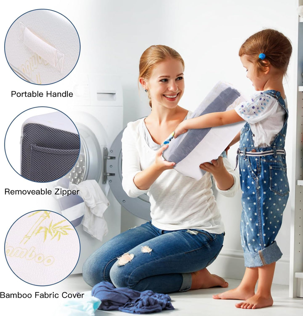 Bed Wedge Pillow for Sleeping, and Resting, Gel Memory Foam Pillow for Back, Knee Pain Relief After Surgery, 7.5 Inch