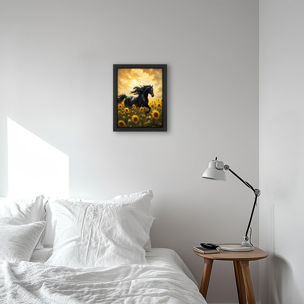 Country Horse Sunflower Decor Wall Art, Rustic Farmhouse Picture 16"x24"