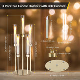 Gold Candelabra Centerpiece 4 Set 26.8'' Tall Candle Holder Centerpiece for Tables, 5 Arms Candlestick Holders with