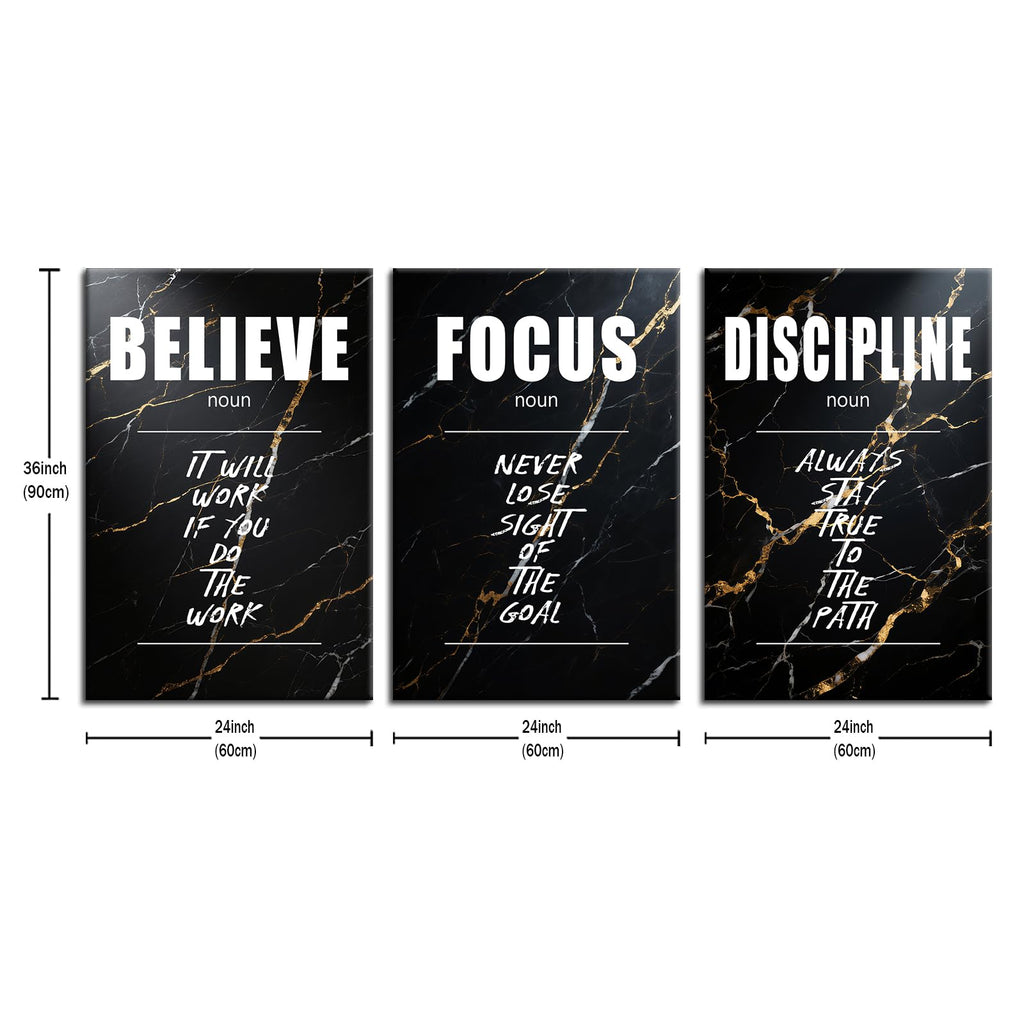 Believe in the Work 3 Panel Canvas Prints, Marble Office Wall Art