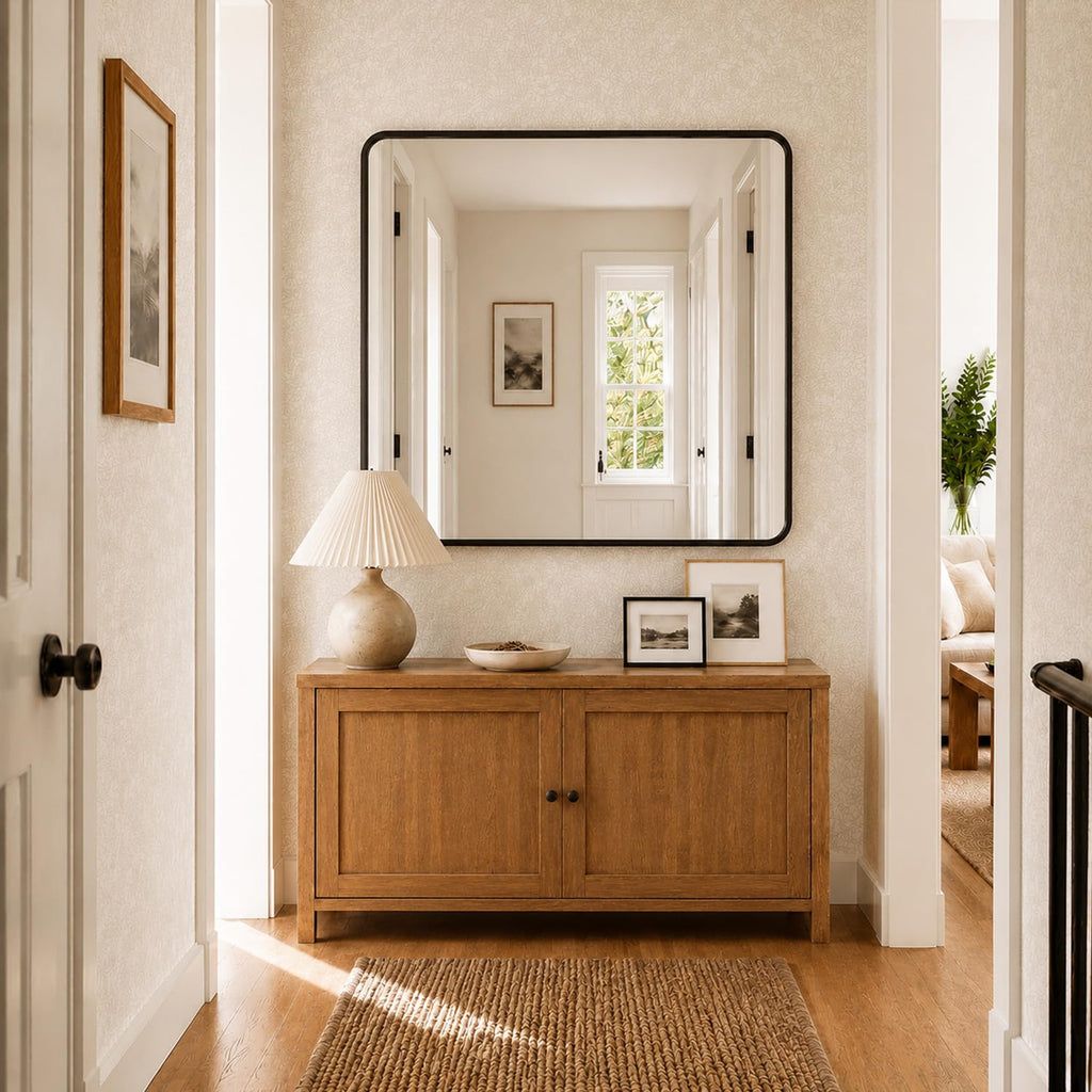 30x30 Inch Black Bathroom Mirror for Over Sink