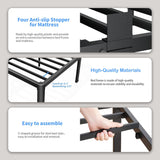 18 Inch Queen Bed Frame with Rounded Corner and Headboard Hole Mattress Retainers 3500LBS Metal Heavy Duty Steel Slats