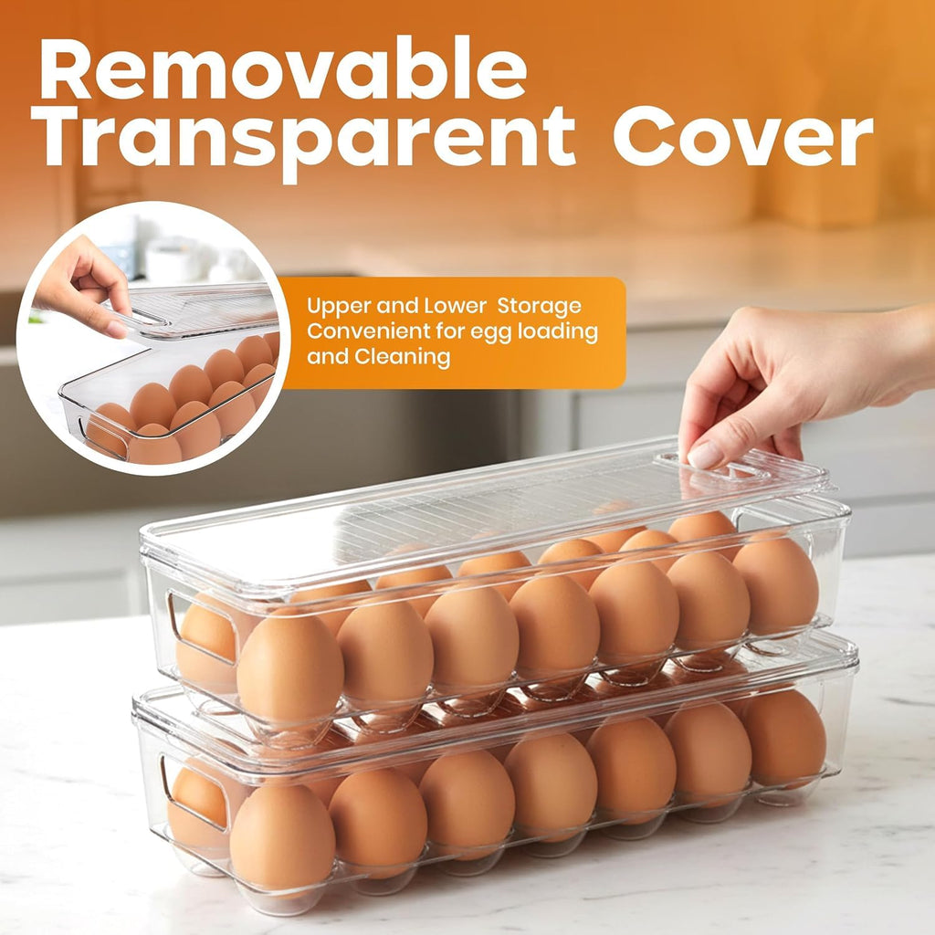 Egg Holder for Fridge, Stackable Egg Container, 1 Pack, Clear