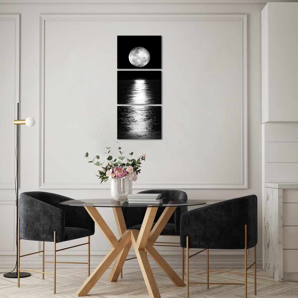 3 Pieces Full Moon Phase Vertical Wall Art