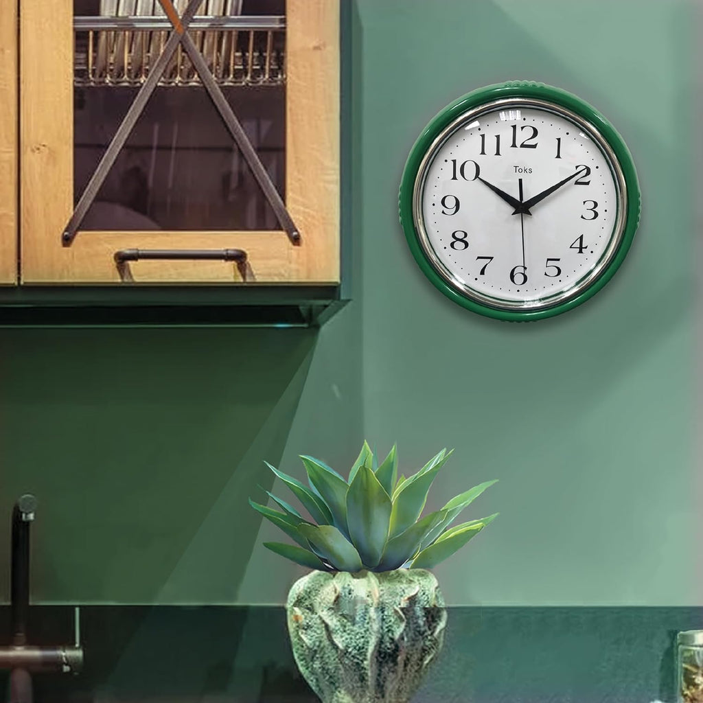 Lily's Home Retro Wall Clock, 9.5 Inch Vintage Design, Silent Non-Ticking Quartz Movement, Battery Operated