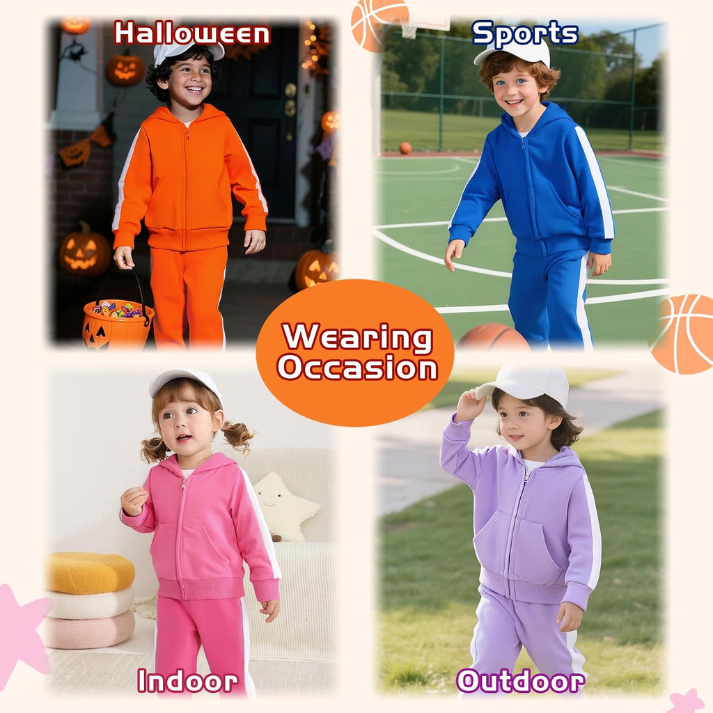 Toddler Baby Girl Boy Fall Winter Outfits Long Sleeve Hoodie Sweatshirt Sweatpant Clothes Set SweatSuit with Cap