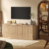 67" Fluted Oak Buffet Cabinet Sideboard with Storage, Large Credenza with 6 Doors