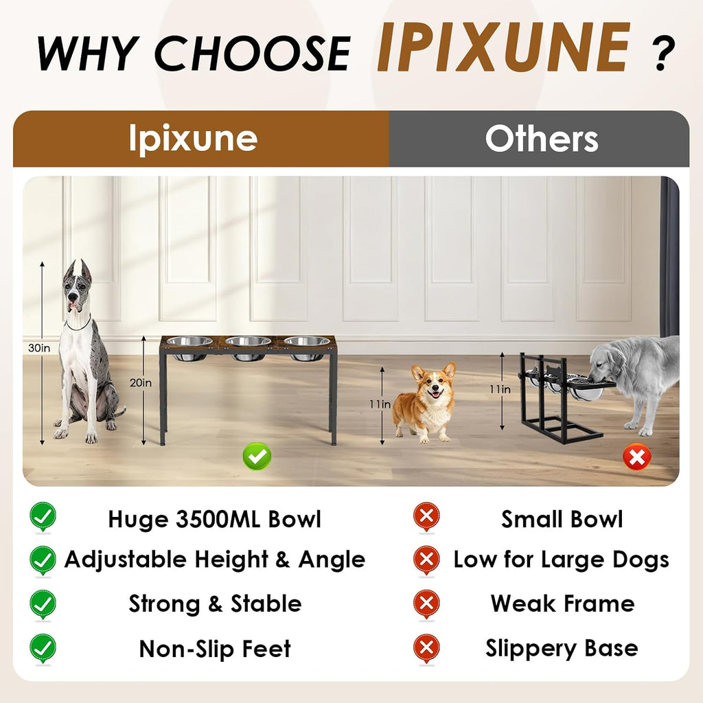 5-Height Adjustment 15"-20.5", Raised Dog Bowl Stand for Large Dogs